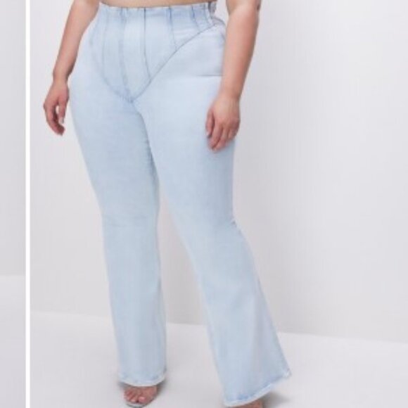 Good American Good Legs Flare Corset Compression Jeans Size 26 - Picture 1 of 7